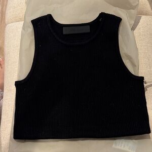 Fear of God Black Ribbed Crop Tank Top